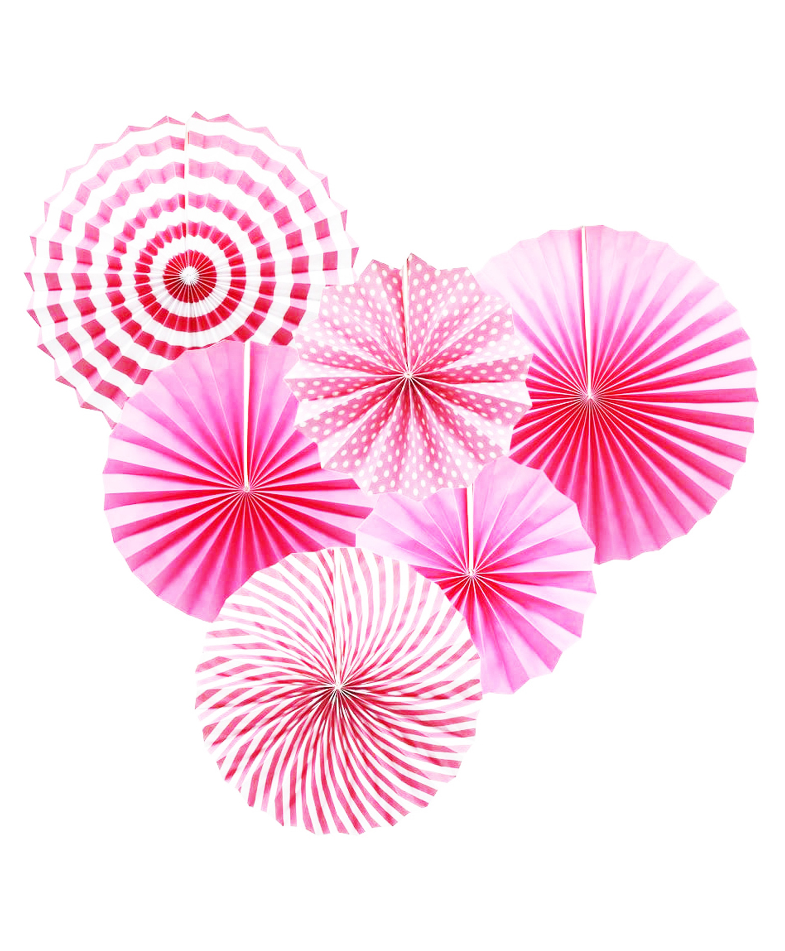 Funcart Paper Fan Decoration Set Pink & White - Pack Of 6-picture-39