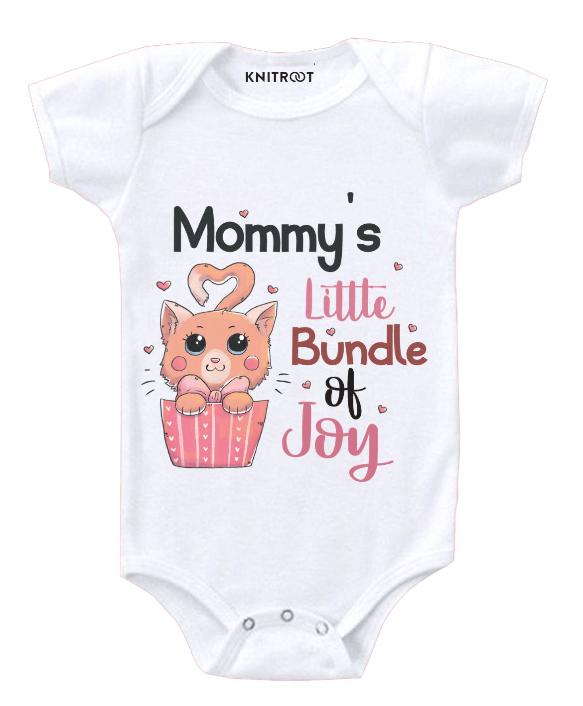KNITROOT Short Sleeves Bundle Of Joy Printed Onesie - White-image-7