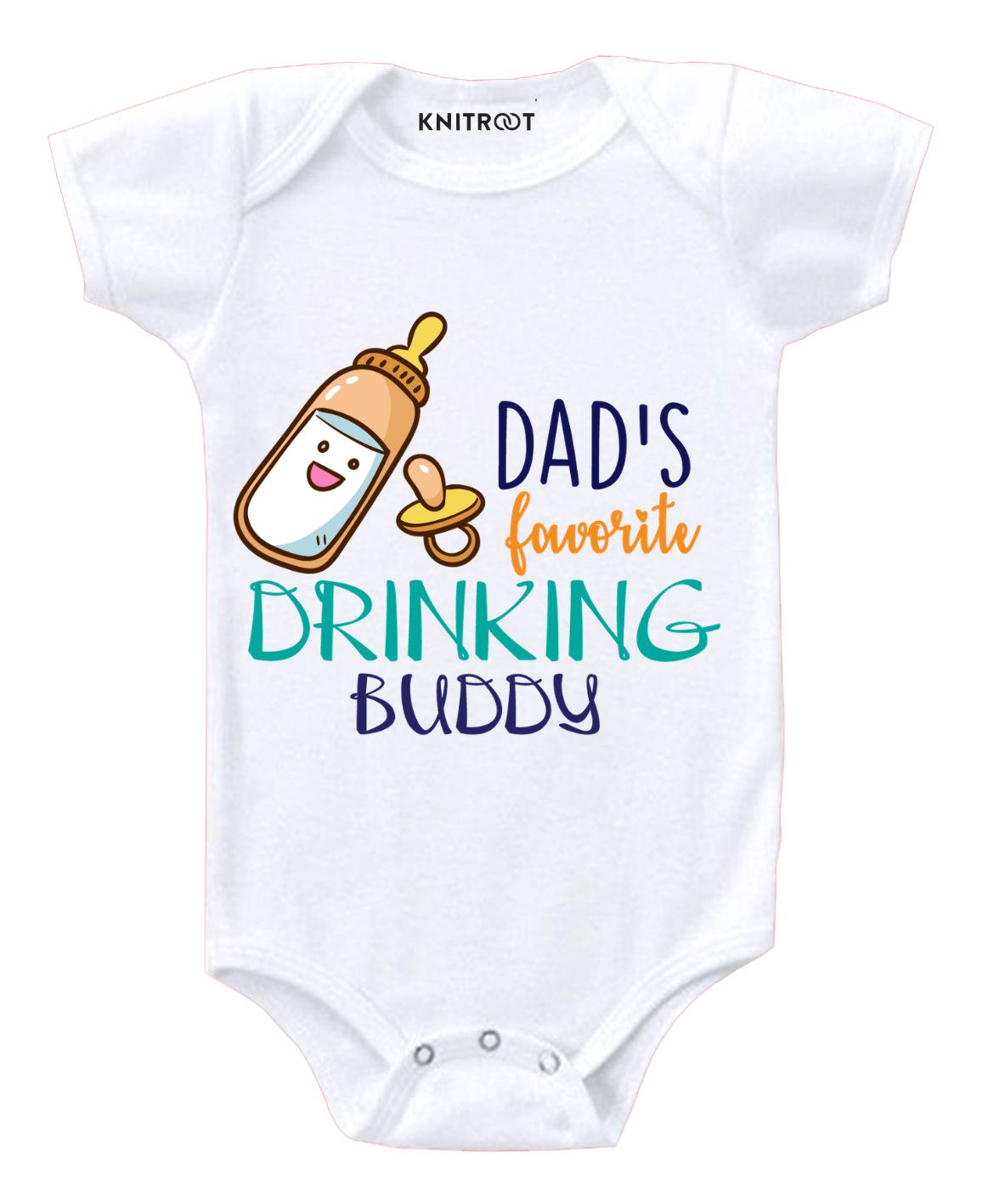 KNITROOT Short Sleeves Favorite Drinking Buddy Printed Onesie - White-image-35