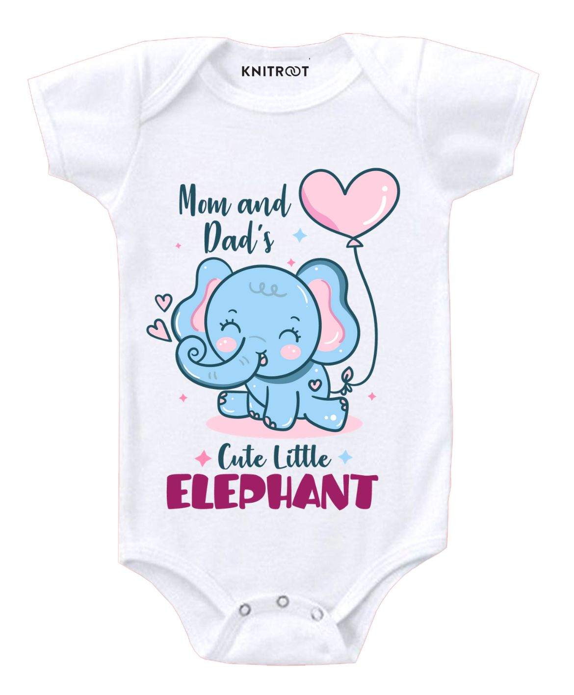 KNITROOT Short Sleeves Cute Little Elephant Printed Onesie - White-image-48