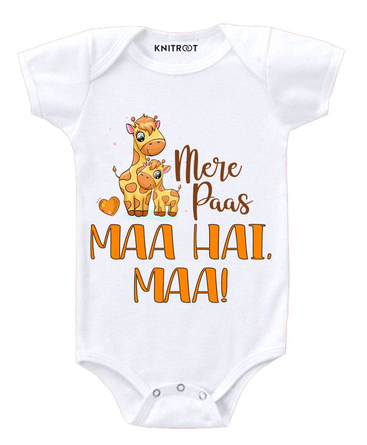 KNITROOT Short Sleeves Maa Hai Onesie - White-picture-13