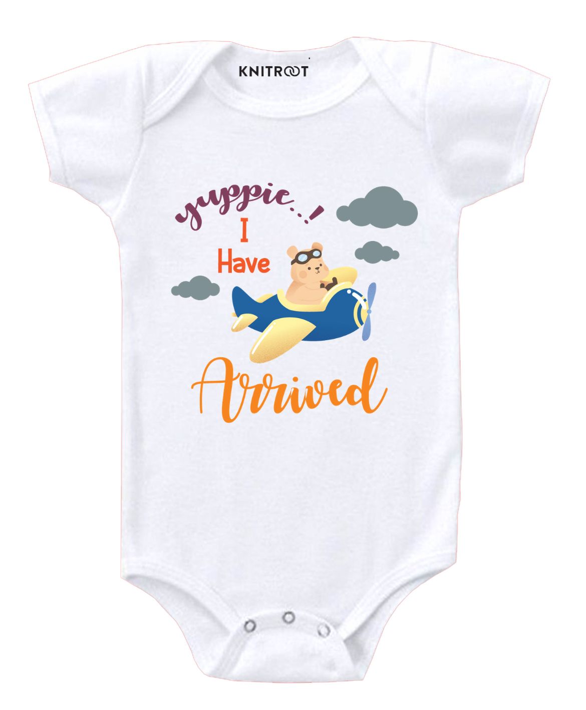 KNITROOT I Have Arrived Print Short Sleeves Onesie - White-image-26