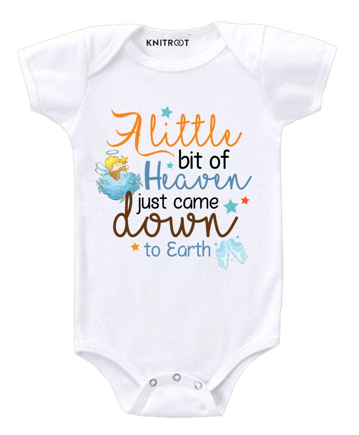 KNITROOT A Little Bit Of Heaven Print Short Sleeves Onesie - White-picture-20