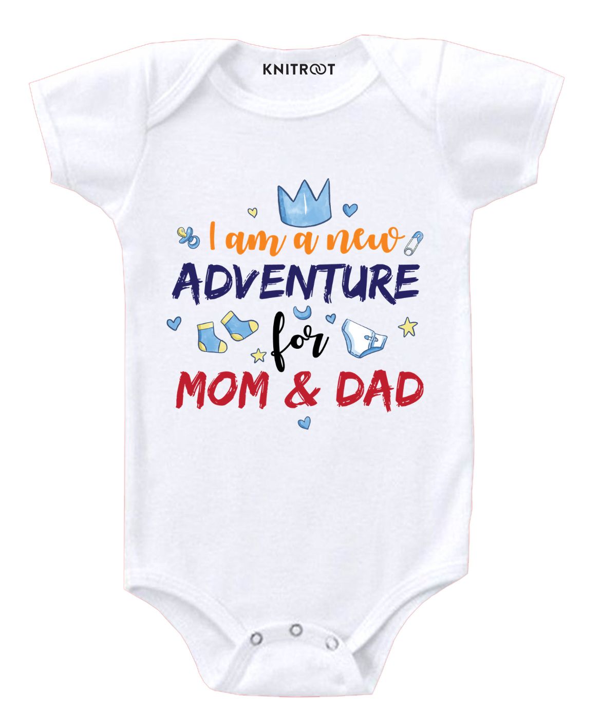 KNITROOT Mom And Dad Print Short Sleeves Onesie - White-image-9