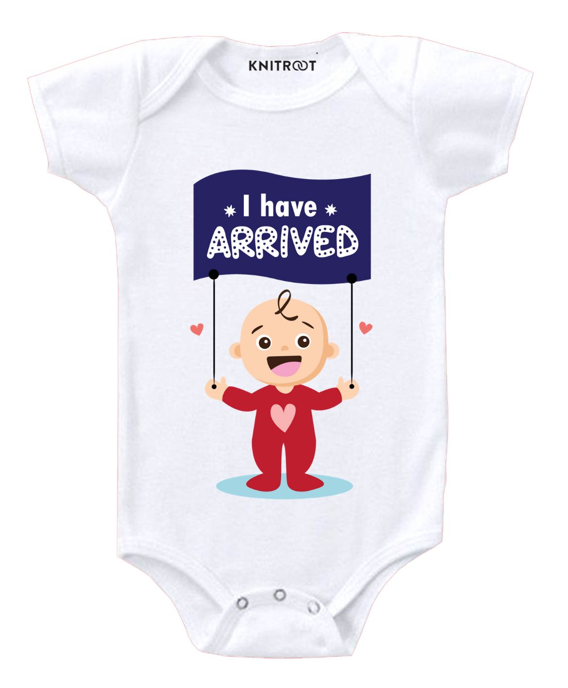 KNITROOT I Have Arrived Print Short Sleeves Onesie - White-image-25