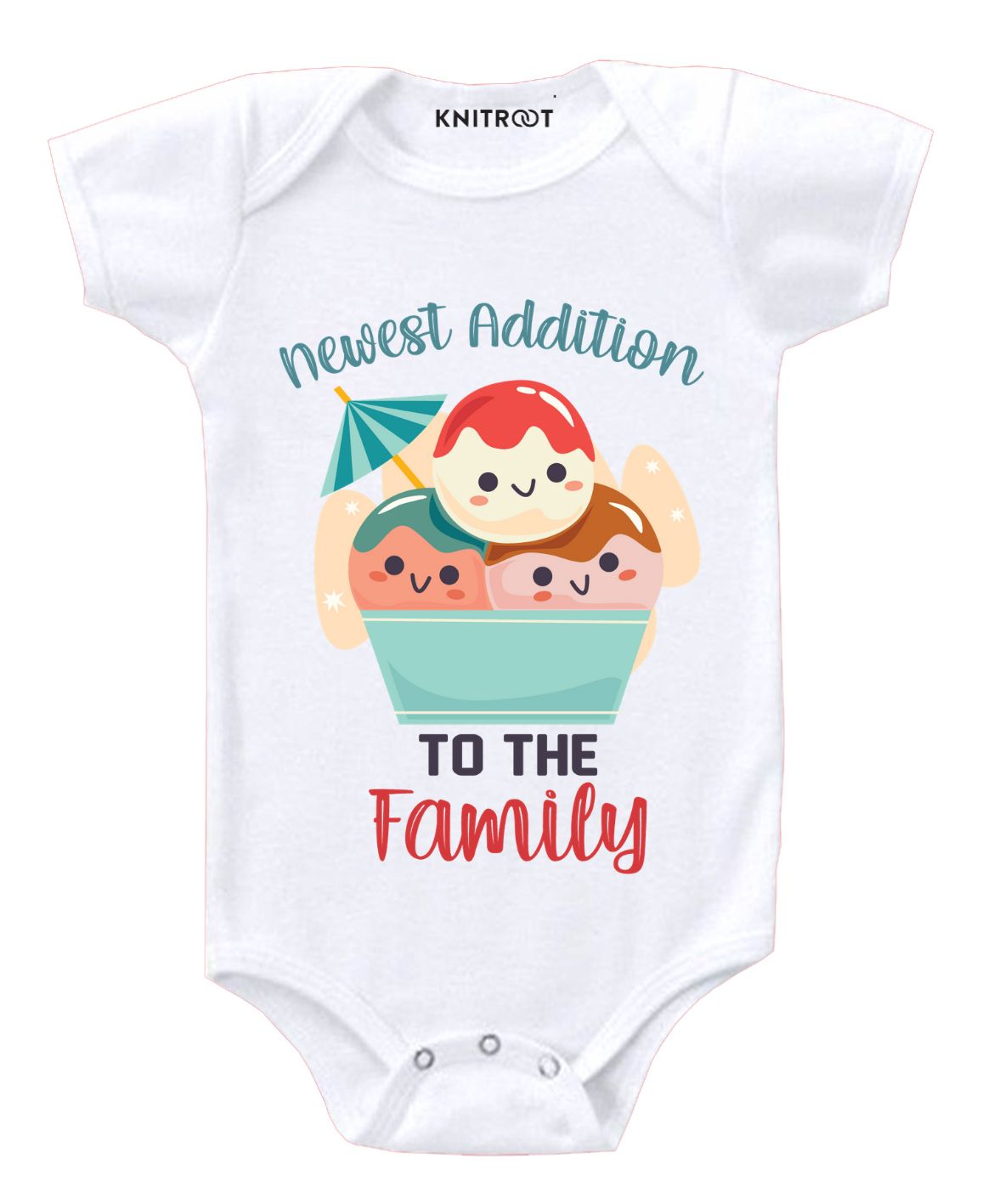 KNITROOT Newest Addition To The Family Print Short Sleeves Onesie - White-image-28