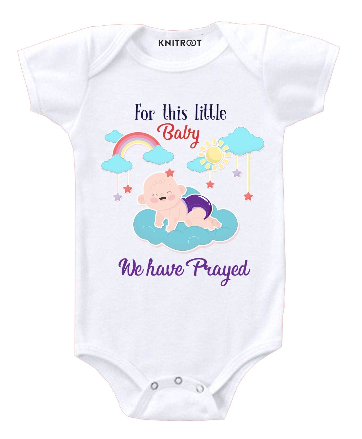 KNITROOT This Little Baby Print Short Sleeves Onesie - White-image-29