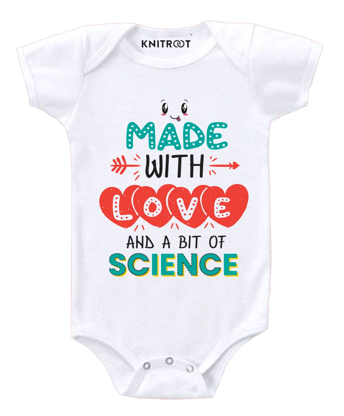 KNITROOT Short Sleeves Made With Love Printed Onesie - White-image-15