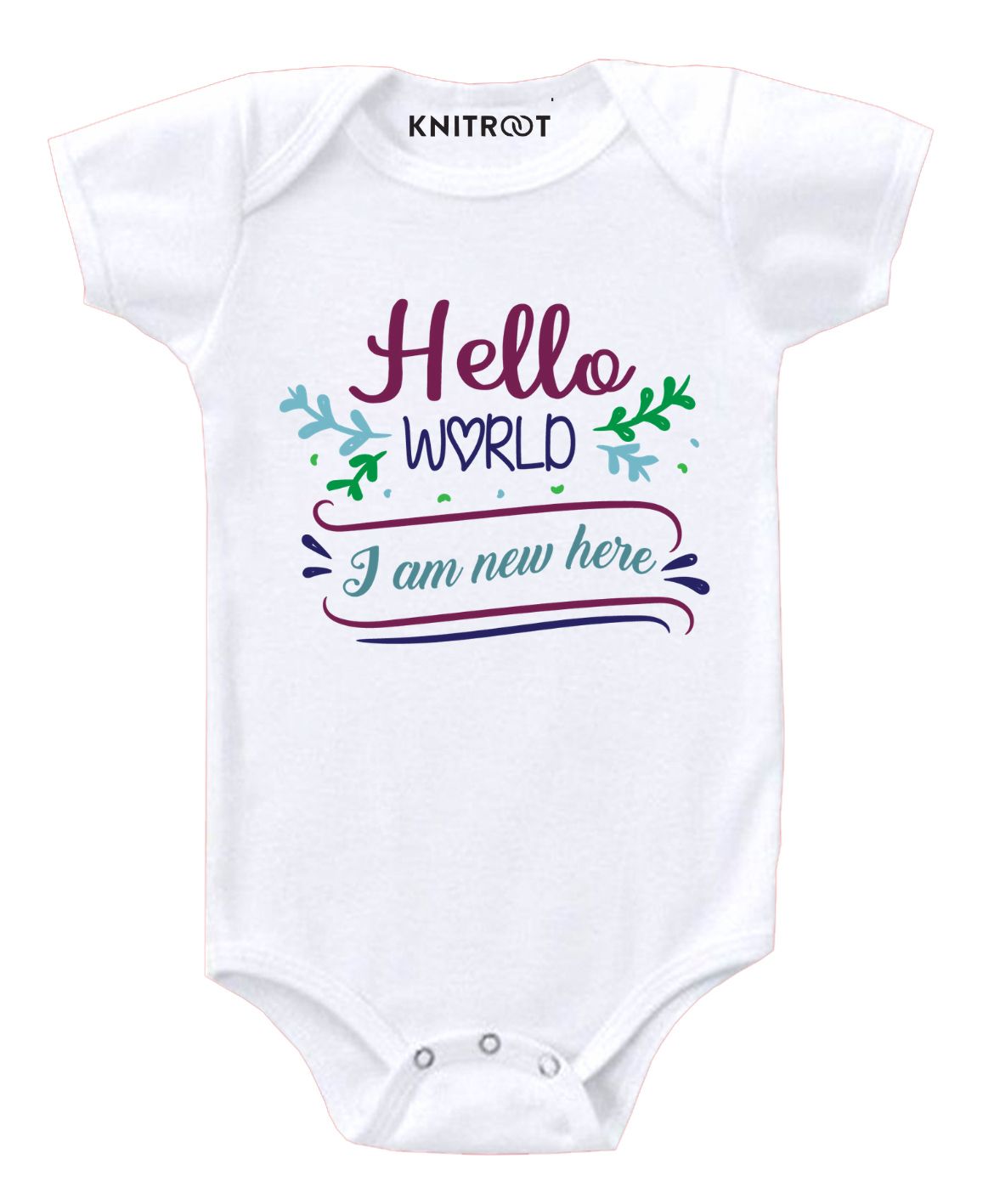 KNITROOT Short Sleeves Hello World Printed Onesie - White-picture-14