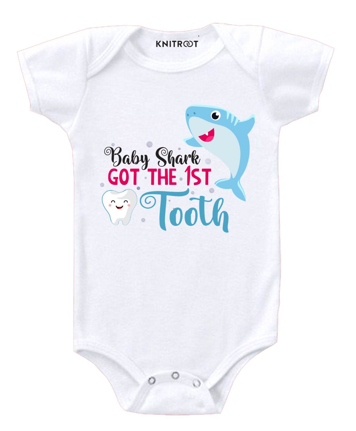 KNITROOT Short Sleeves Baby Shark Print Onesie - White-picture-12