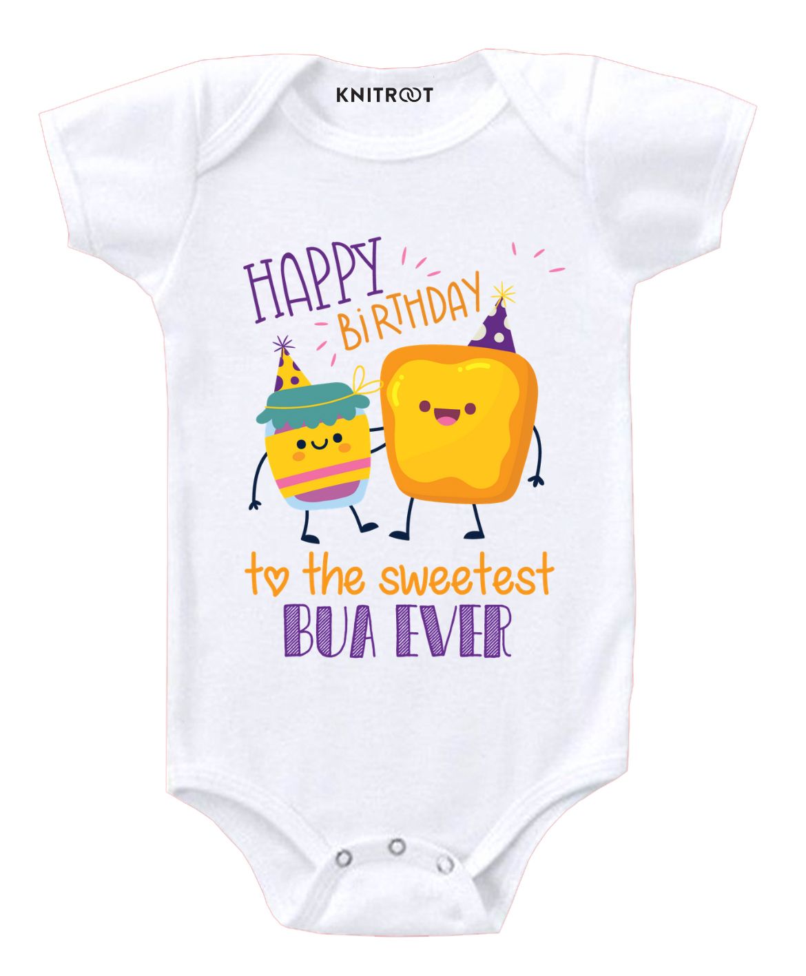 KNITROOT Short Sleeves Bua Ever Print Onesies - White-image-28