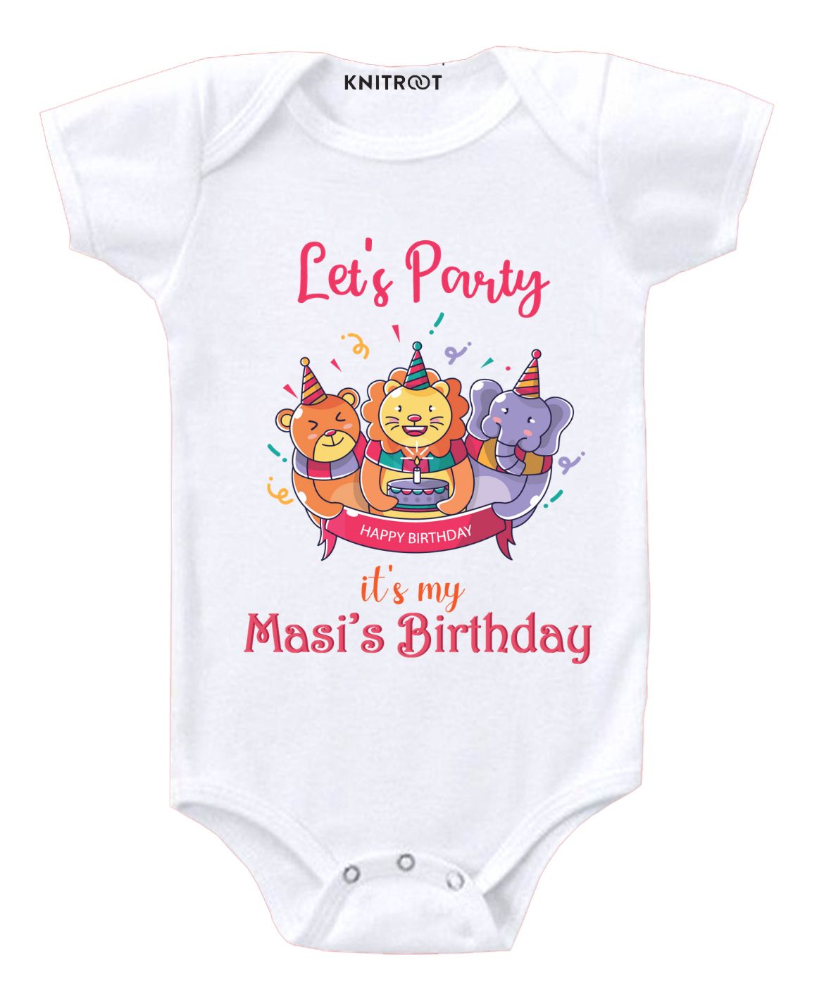 KNITROOT Short Sleeves Lets Party Print Onesie - White-picture-10
