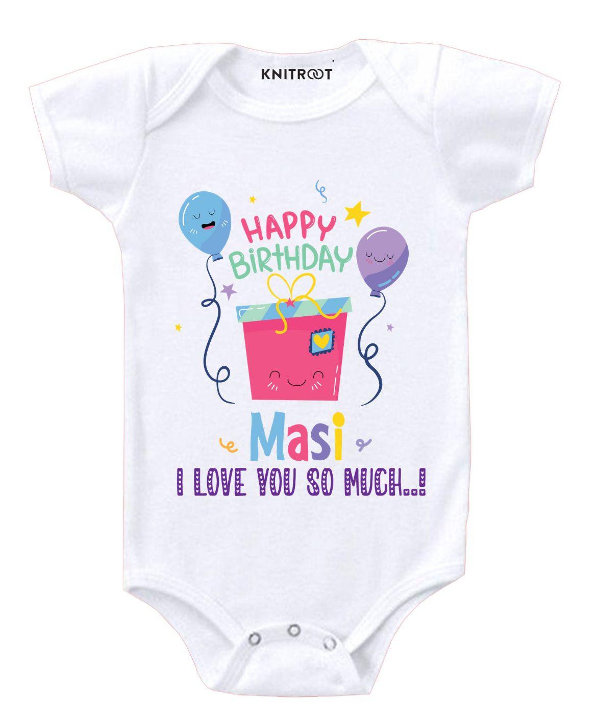 KNITROOT Short Sleeves Masi I Love You So Much Print Onesie - White-image-44