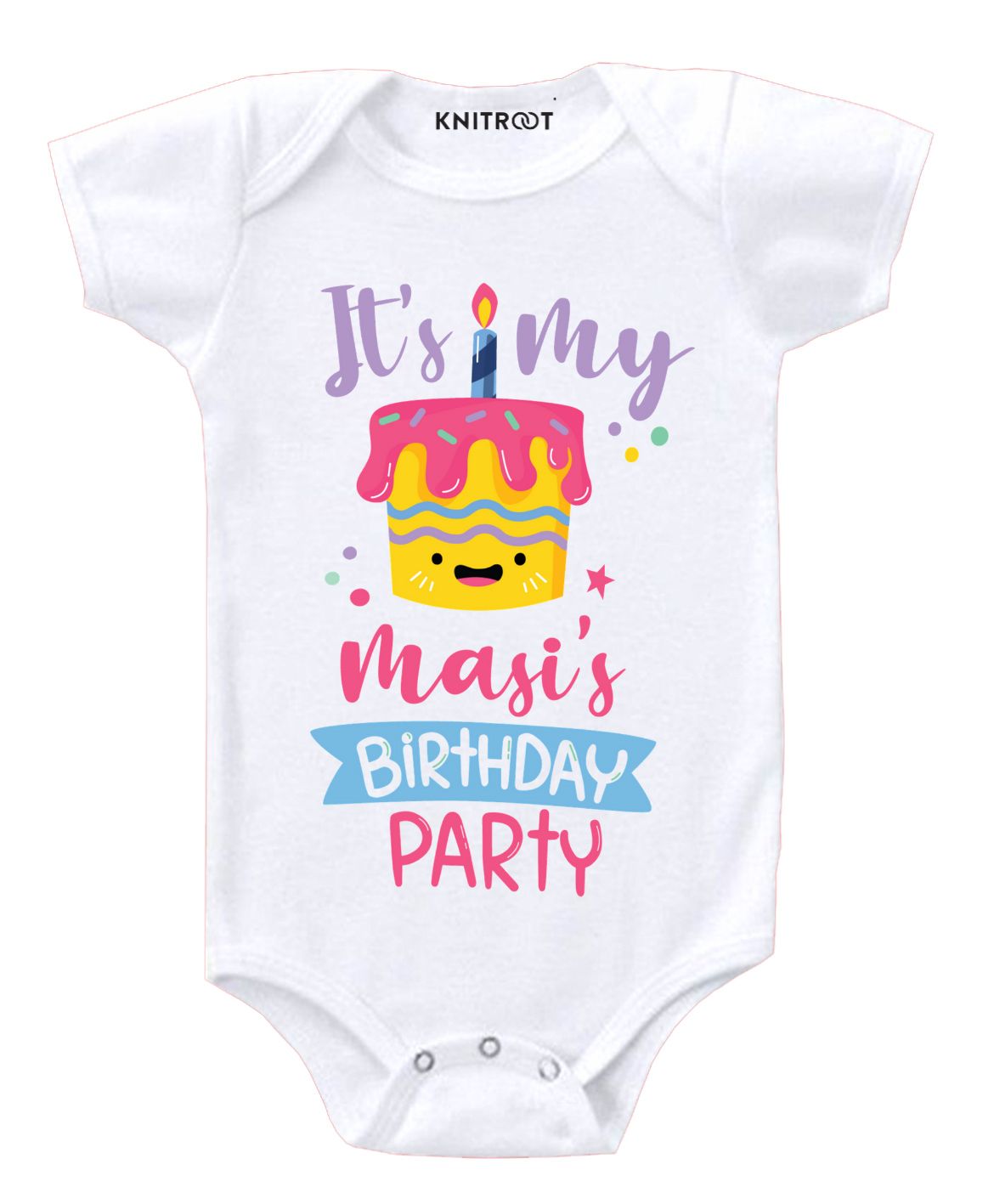 KNITROOT Short Sleeves Masi Birthday Party Print Onesie - White-picture-11