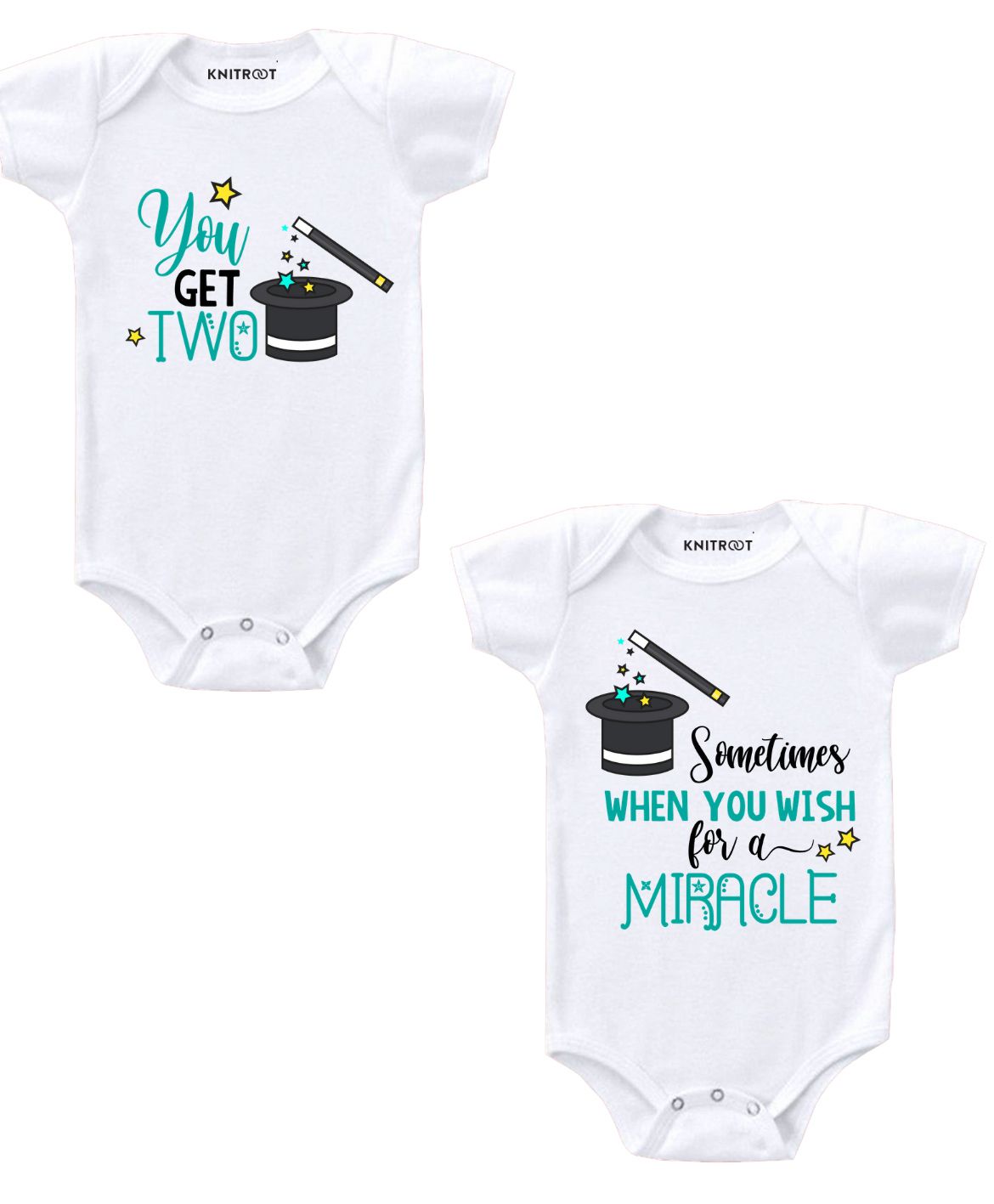 KNITROOT You Get Two Miracle Print Short Sleeves Pack Of 2 Onesies - White-image-15