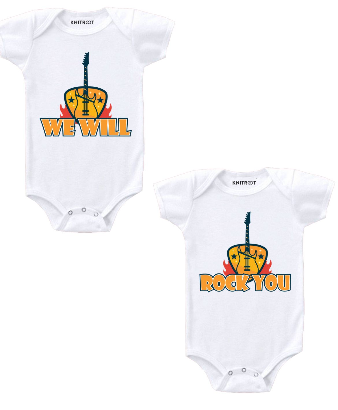 KNITROOT We Will Miss You Print Short Sleeves Pack Of 2 Onesies - White-picture-16