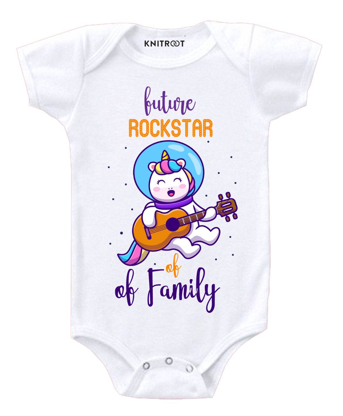 KNITROOT Short Sleeves Future Rockstar Print Onesie - White-image-5