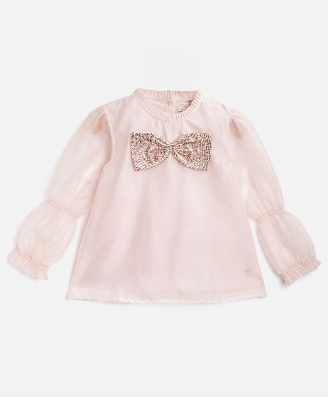 Cherry Crumble By Nitt Hyman Full Sleeves Bow Detailed Top - Peach-picture-24