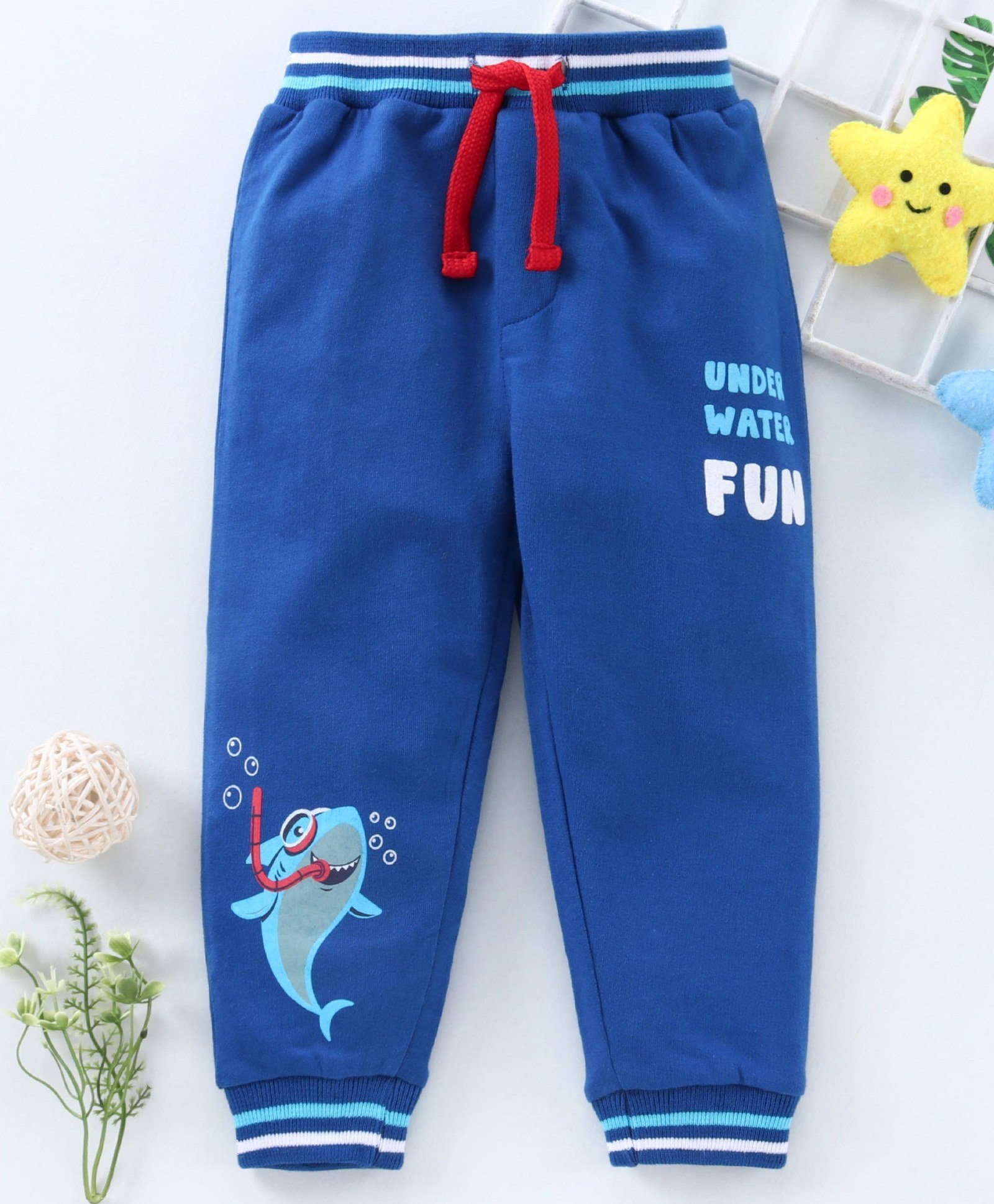 Babyhug Full Length Lounge Pant Shark Print - Blue-picture-17