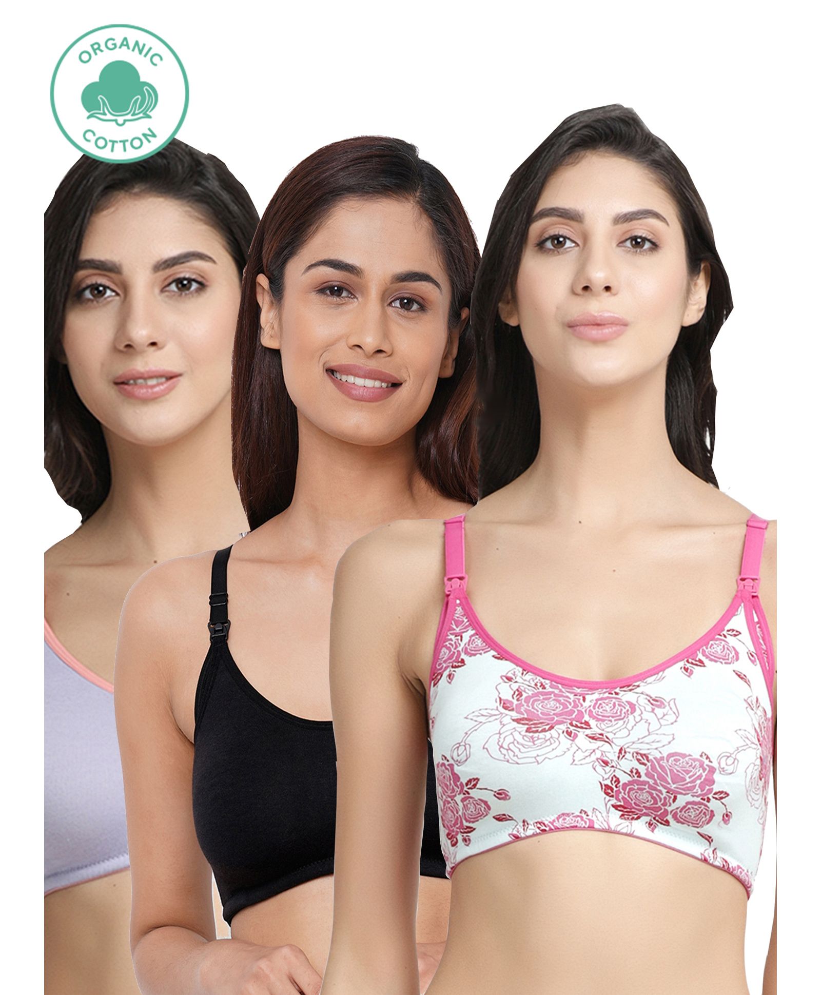 Inner Sense Pack Of 3 Organic Cotton Antimicrobial Soft Nursing Bra - Multicolor-picture-43
