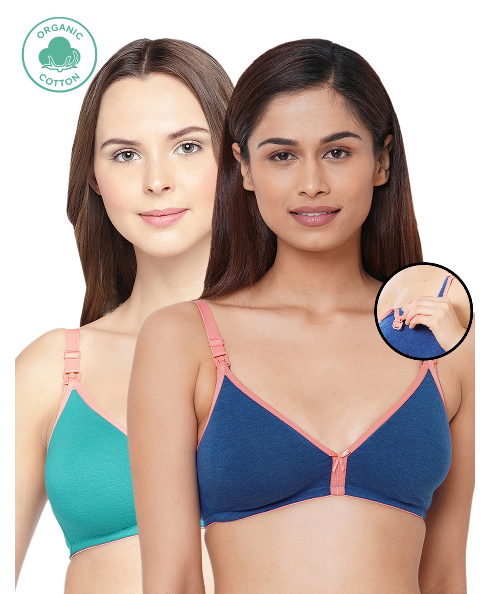Inner Sense Pack Of 2 Organic Cotton Antimicrobial Soft Nursing Bra  - Multicolor-picture-37