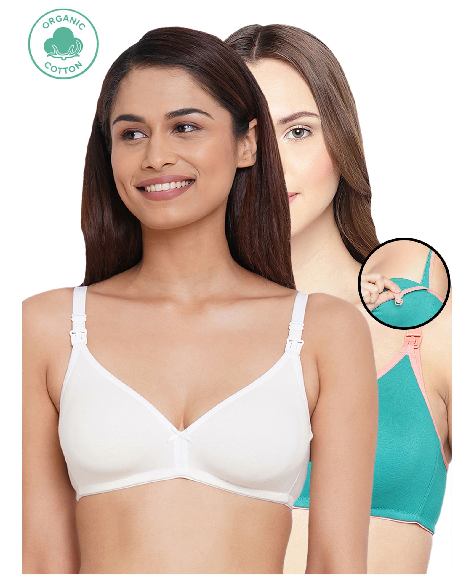 Inner Sense Pack Of 2 Organic Cotton Antimicrobial Soft Nursing Bra  - Multicolor-picture-29