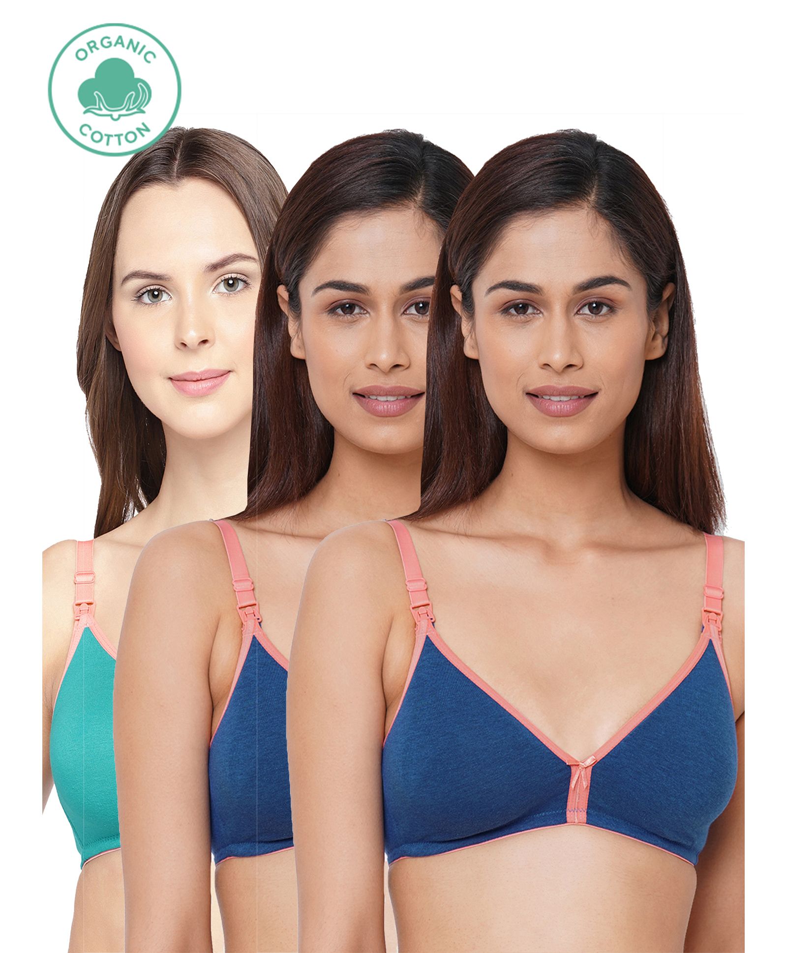 Inner Sense Pack Of 3 Organic Cotton Antimicrobial Soft Nursing Bra- Multicolor-picture-19