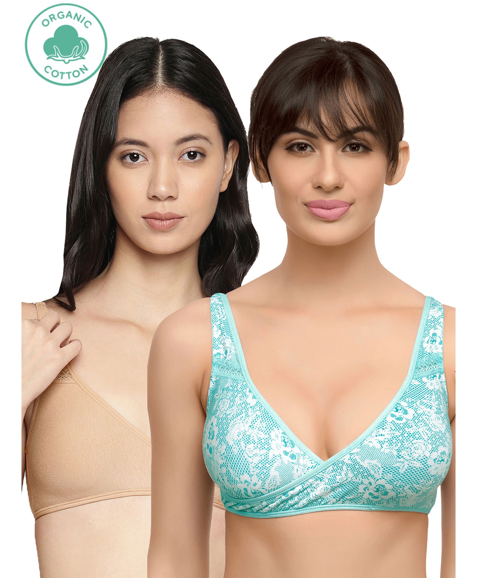 Inner Sense Pack Of 2 Printed Organic Cotton Antimicrobial Sleeping & Feeding Bra - Multi Colour-picture-32