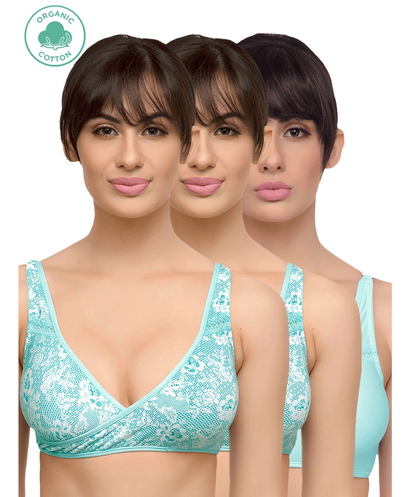 Inner Sense Pack Of 3 Organic Cotton Antimicrobial Sleeping & Feeding Bra - Blue-picture-25