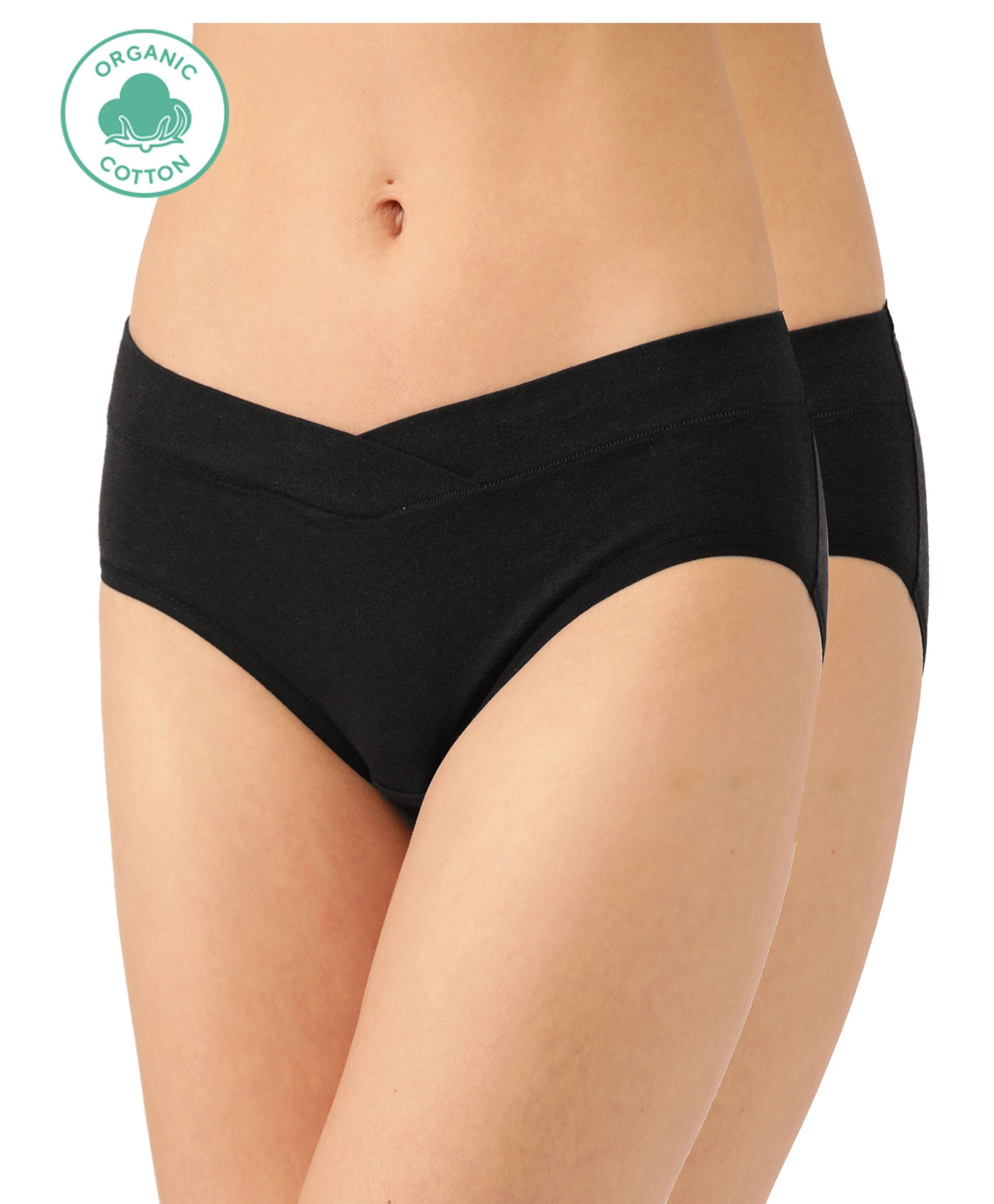Inner Sense Pack Of 2 Organic Cotton Antimicrobial Maternity Panties - Black-picture-11