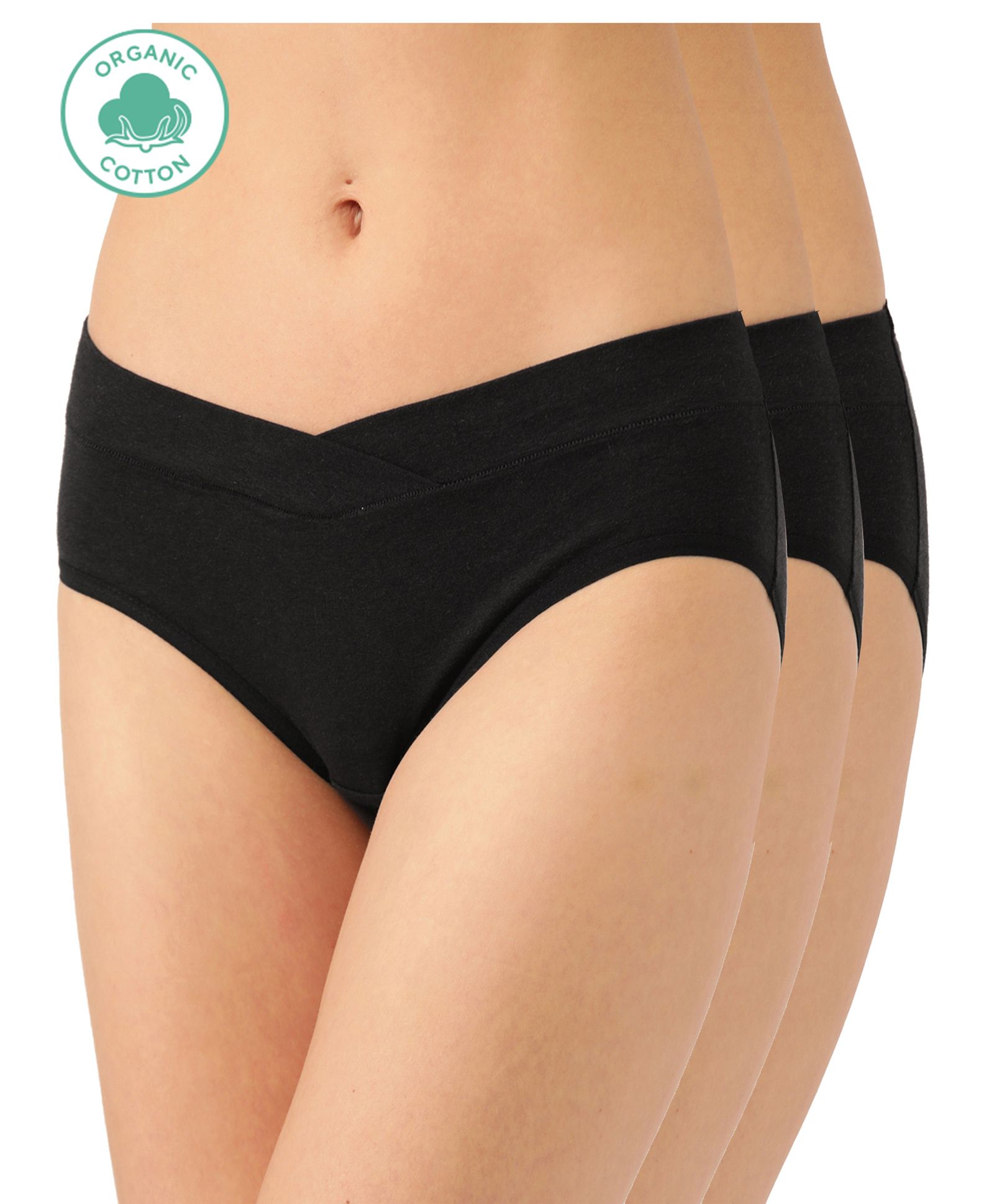 Inner Sense Pack Of 3 Organic Cotton Antimicrobial Maternity Panties - Black-picture-33