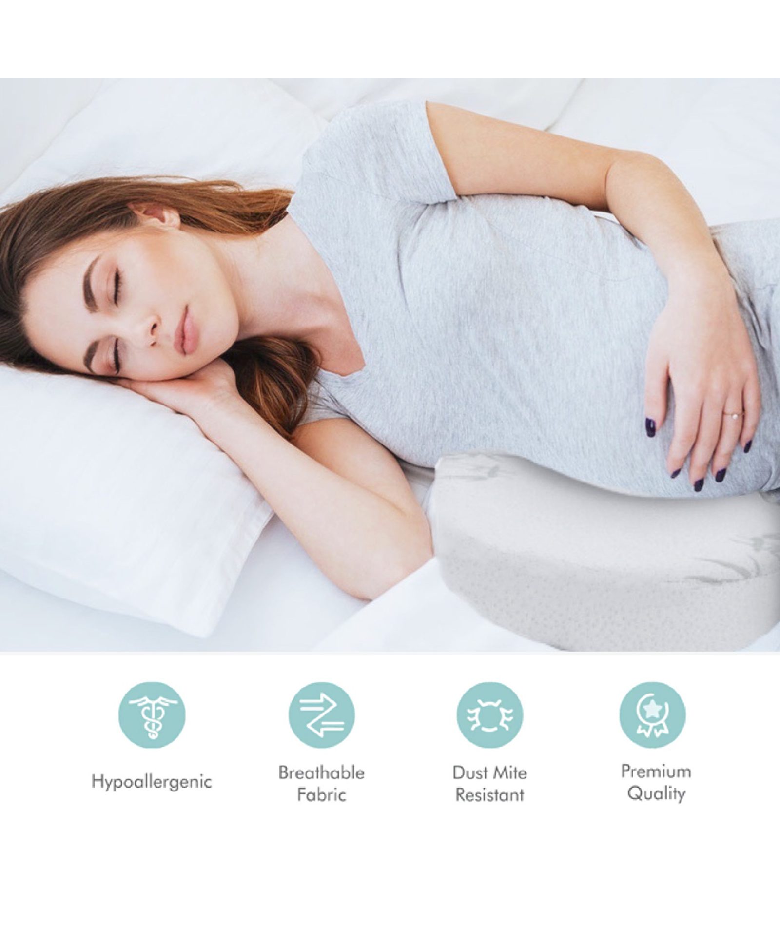 Elementary Premium Memory Foam Wedge Pregnancy Pillow with Removable Cover - White-picture-21