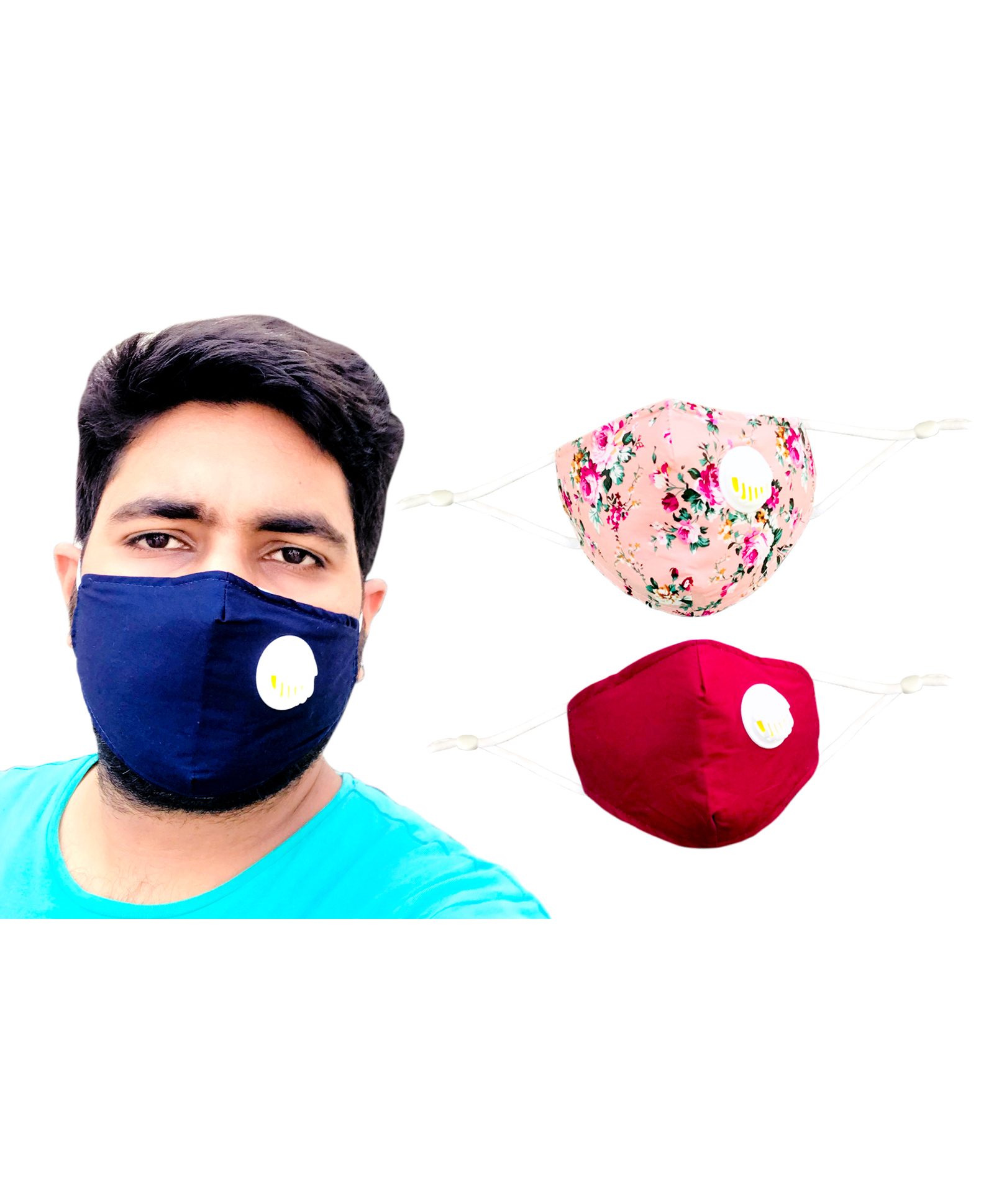 The Little Lookers Reusable & Washable Anti Pollution Face Mask PM 2.5 with Breathing Valve - Pack of 2 (Colour & Print May Vary)