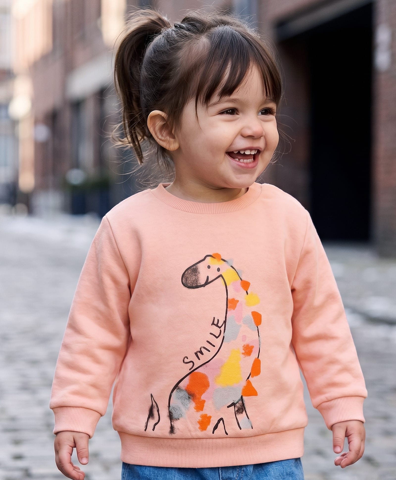 Babyoye Cotton Full Sleeves Sweatshirt Dino Print - Peach-image-40