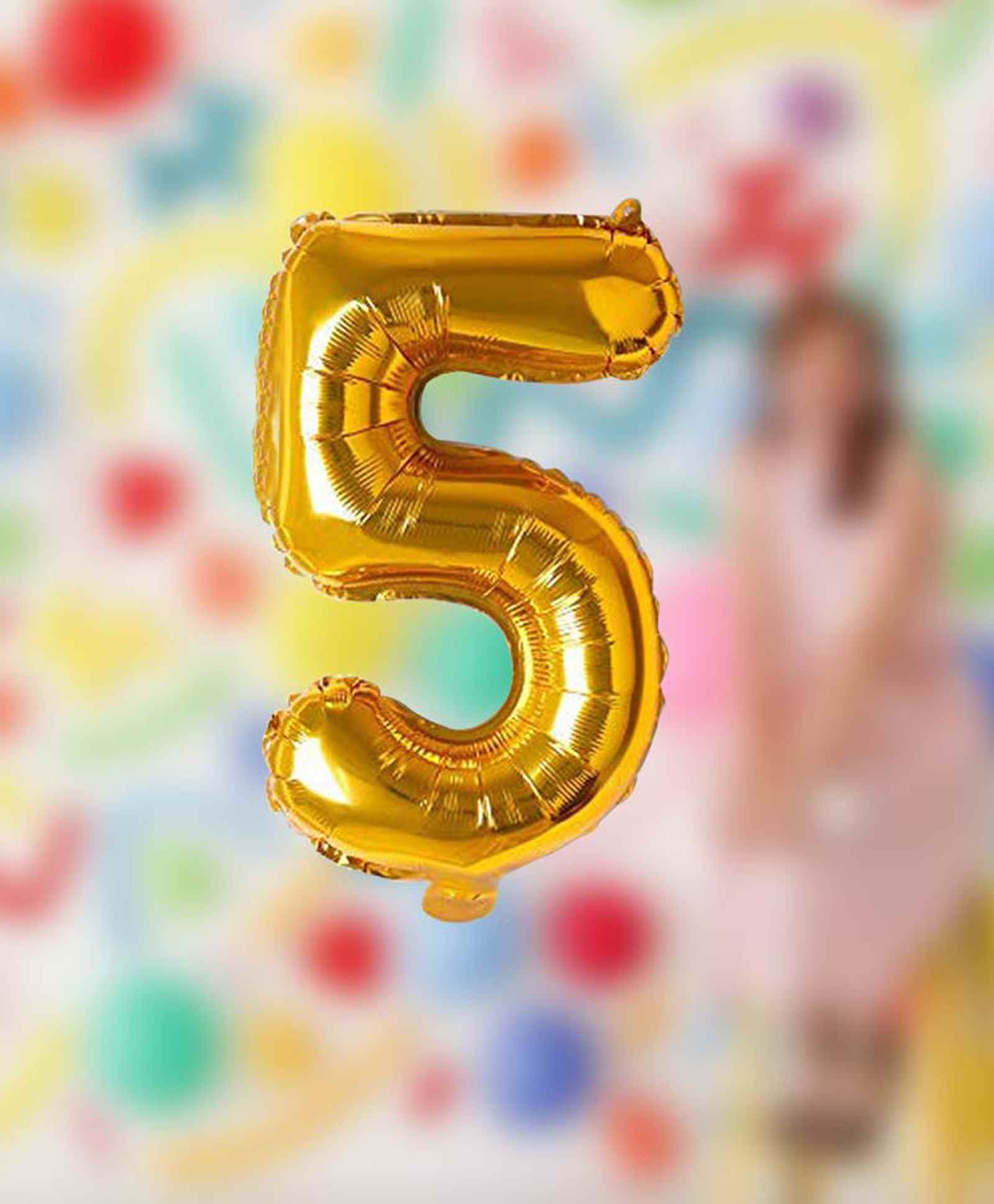 Amfin Number 5 Foil Balloon Golden - Height 40 cm-picture-12