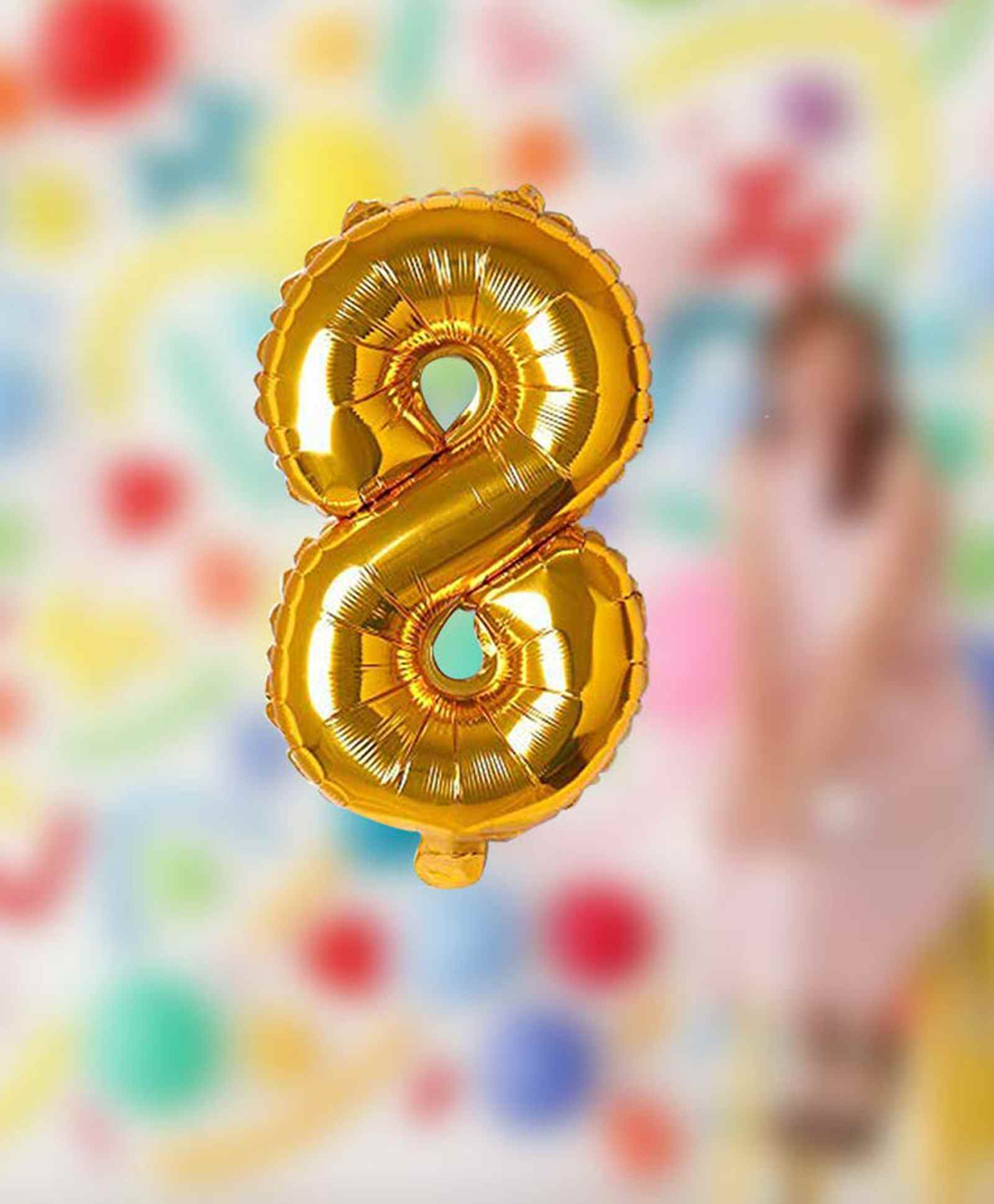 Amfin Number 8 Foil Balloon Golden - Height 40 cm-picture-5