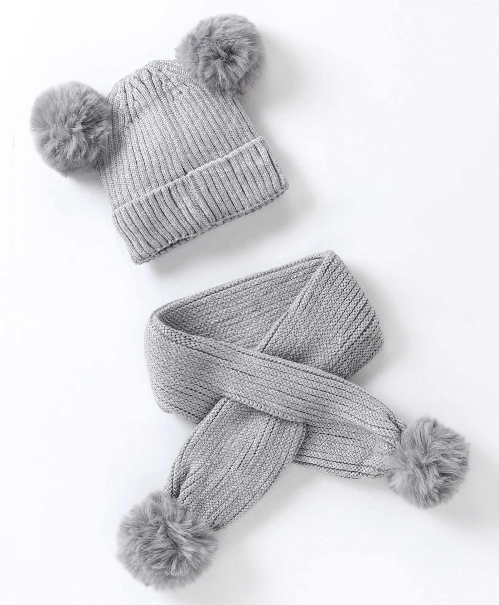 Babyhug Woollen Cap with Muffler & Mittens Grey - Diameter 10 cm-image-15