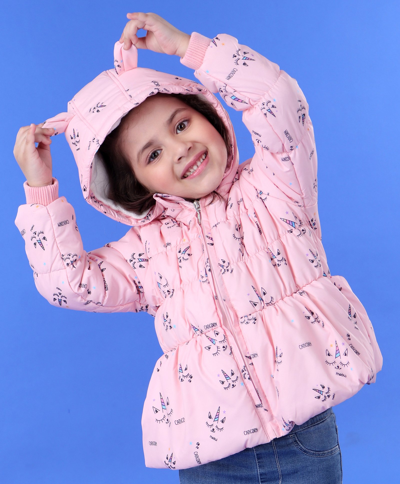 Babyhug Hooded Full Sleeves Padded Jacket with 3D Ears - Pink-image-40