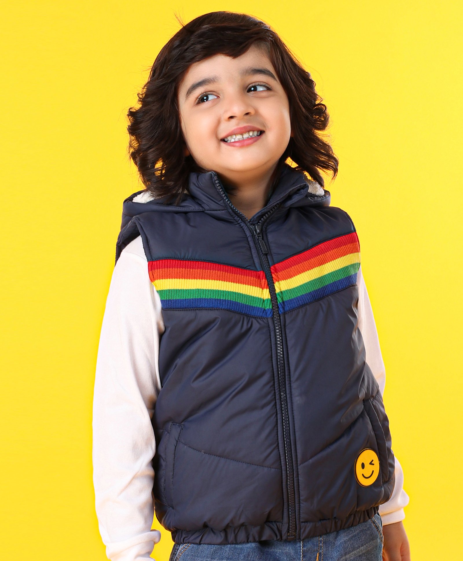 Babyhug Sleeveless Striped Jacket - Navy Blue-image-14