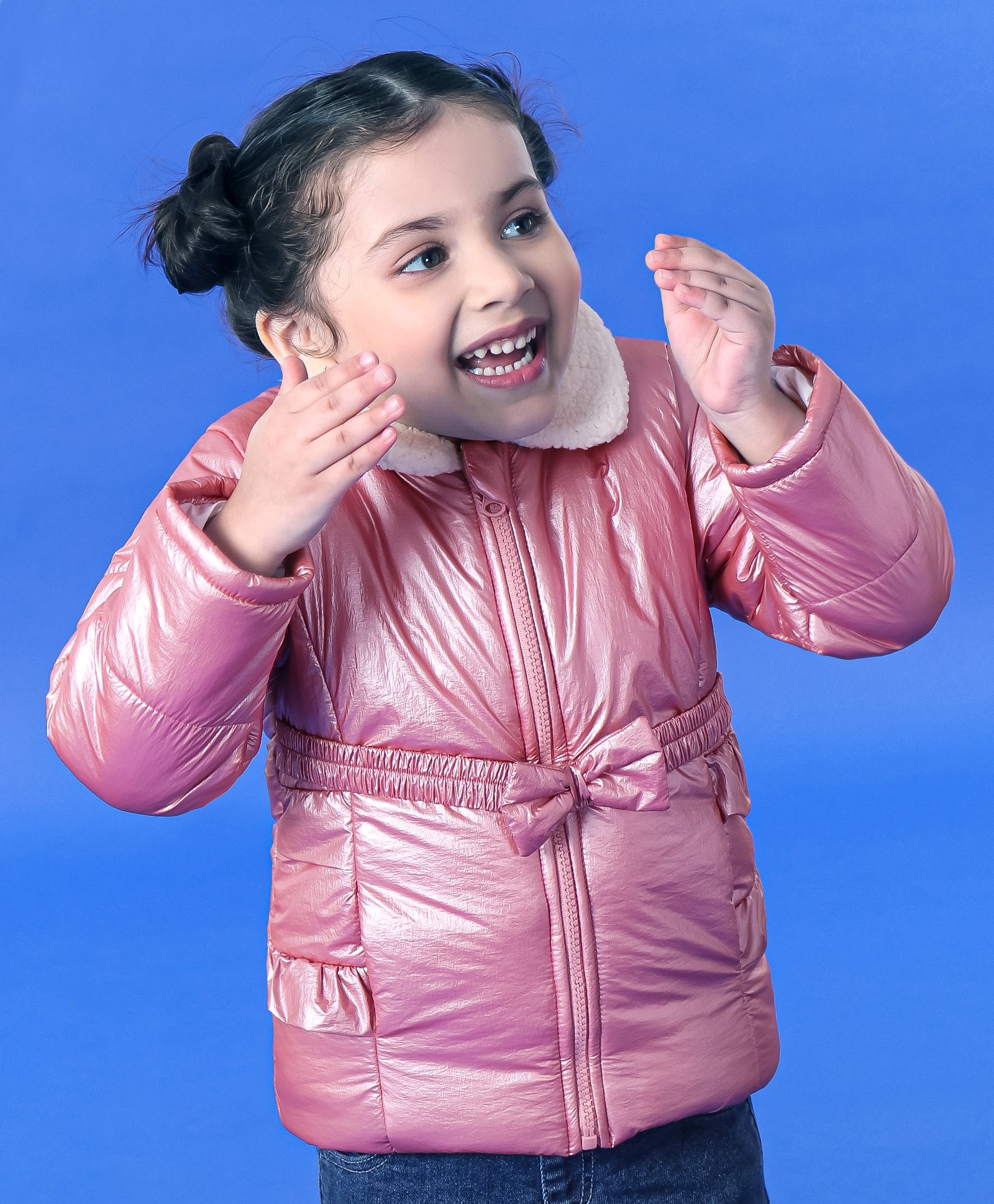 Babyoye Full Sleeves Padded Jacket with Bow - Light Pink-image-14