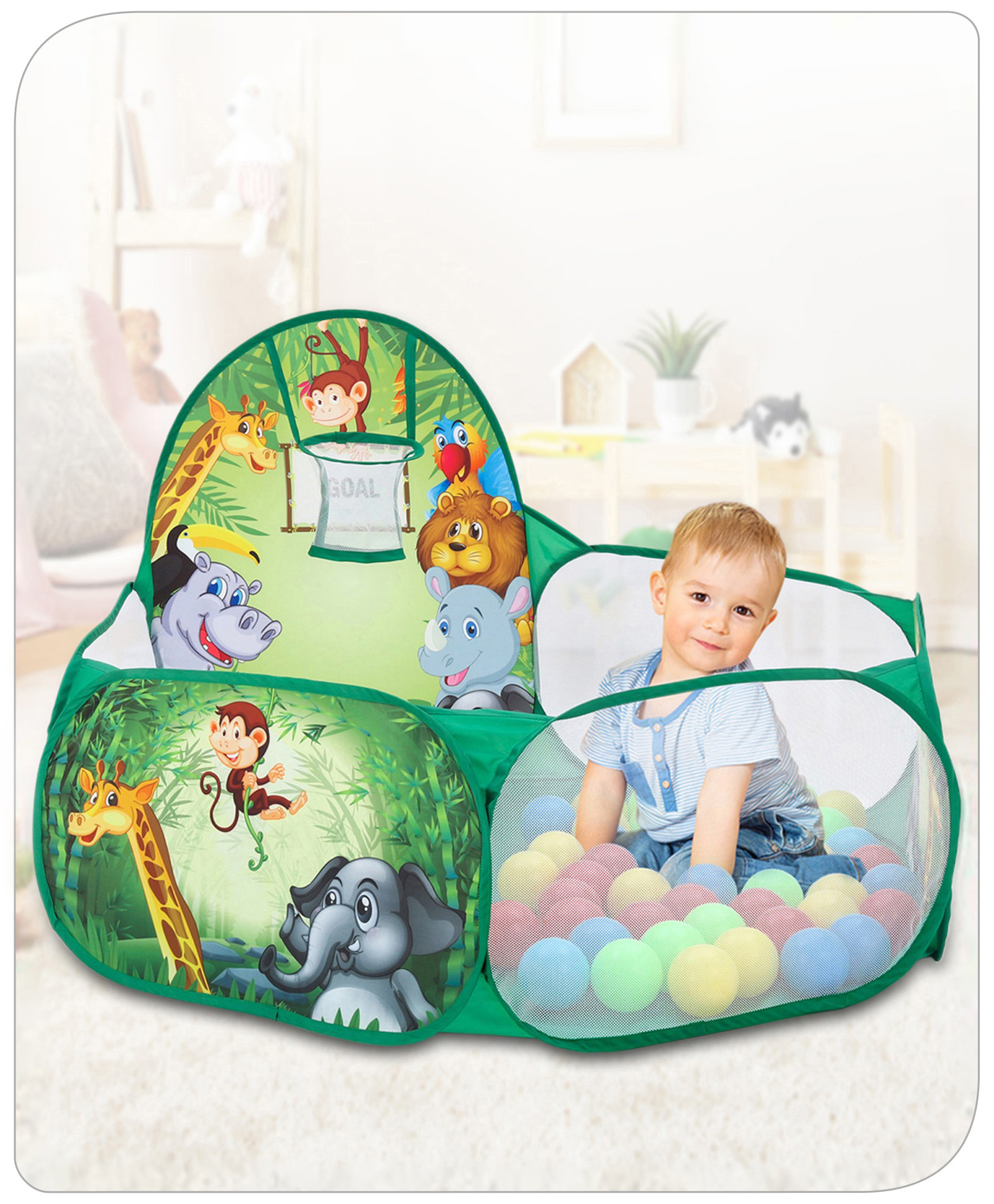 Babyhug Jump N Joy Jungle Theme Activity Ball Pool - 50 Balls-image-4