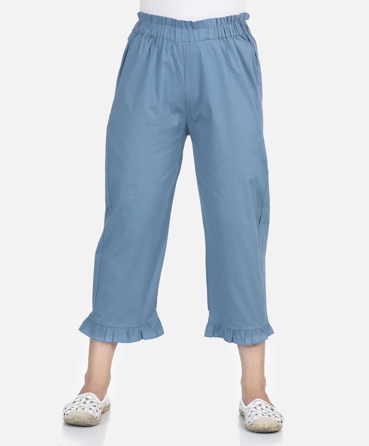 Cutiekins Solid Frill Detailed Pants - Blue-image-49