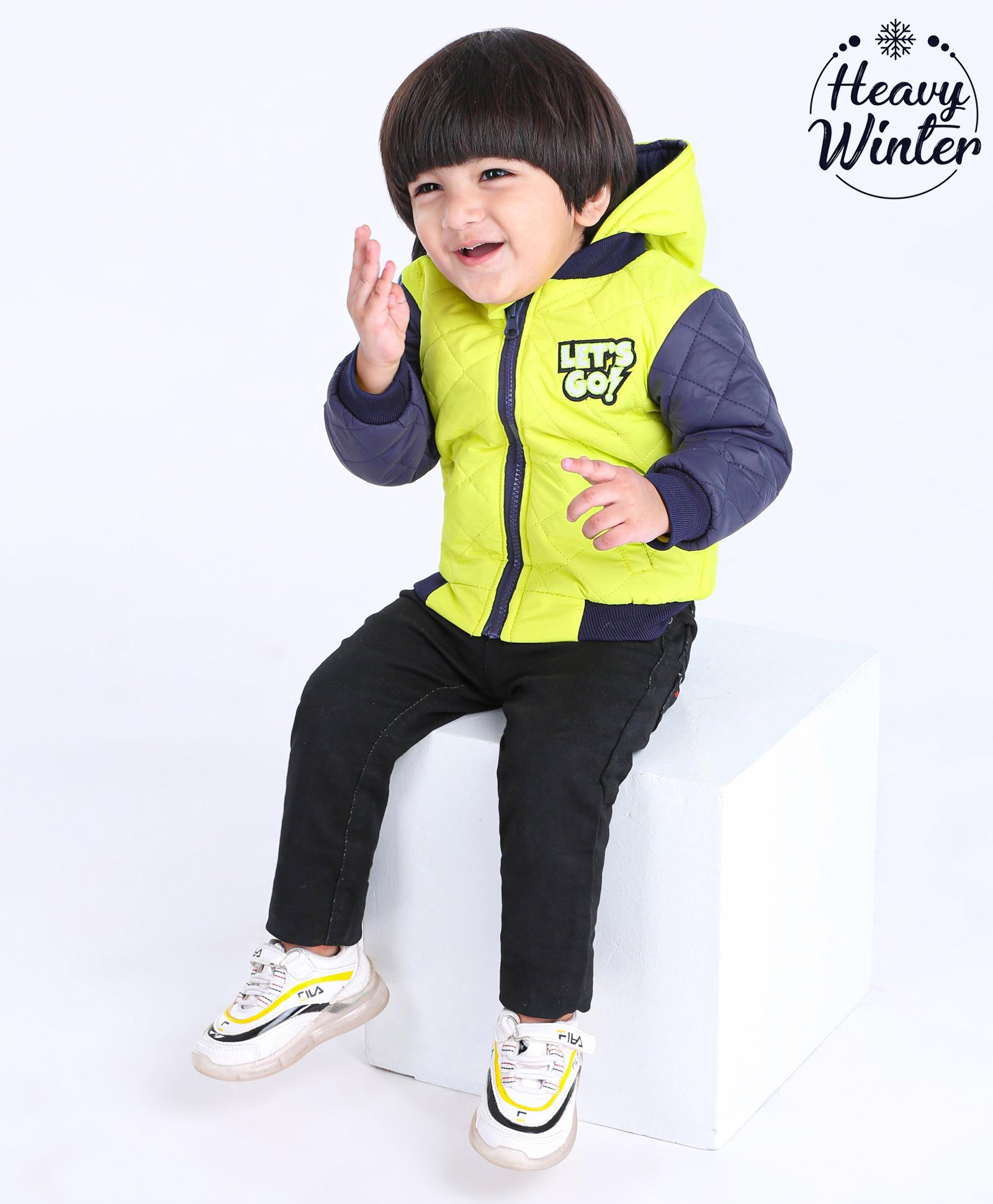 Babyoye Cut & Sew Reversible Padded Jacket Lets Go Embroidery - Navy Blue Green-image-15