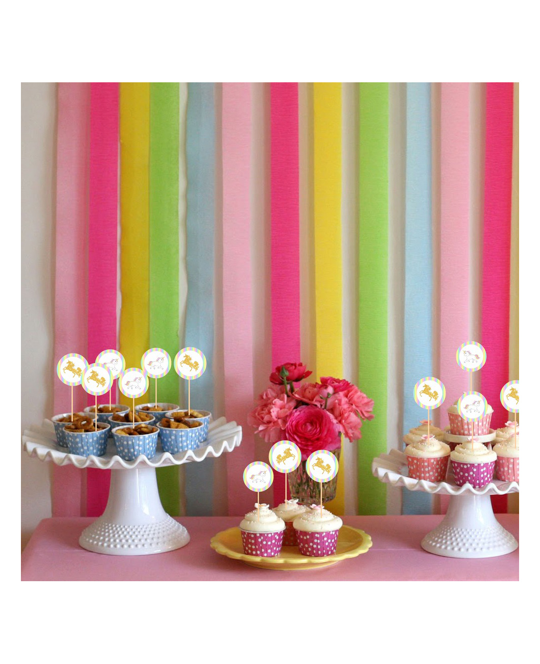Untumble Unicorn Cake & Cup Cake Topper Set Multicolor - Pack of 24-image-5