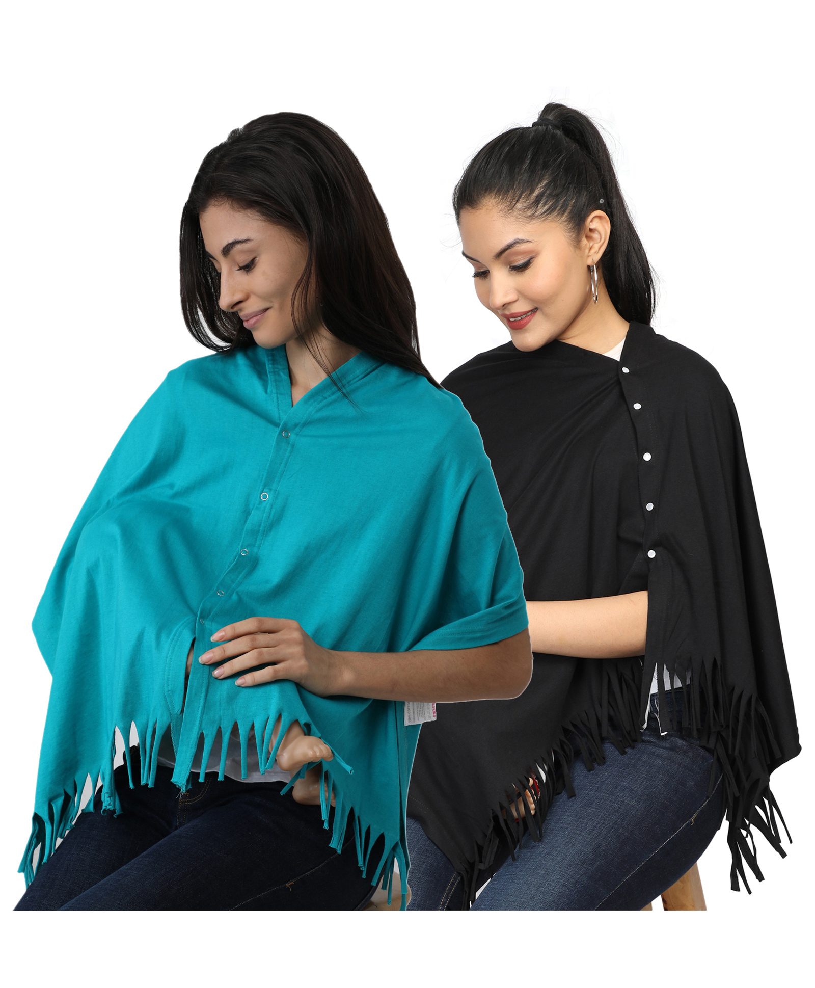 Nene Multi Purpose Nursing Shawl Pack of 2 - Blue Black-image-5