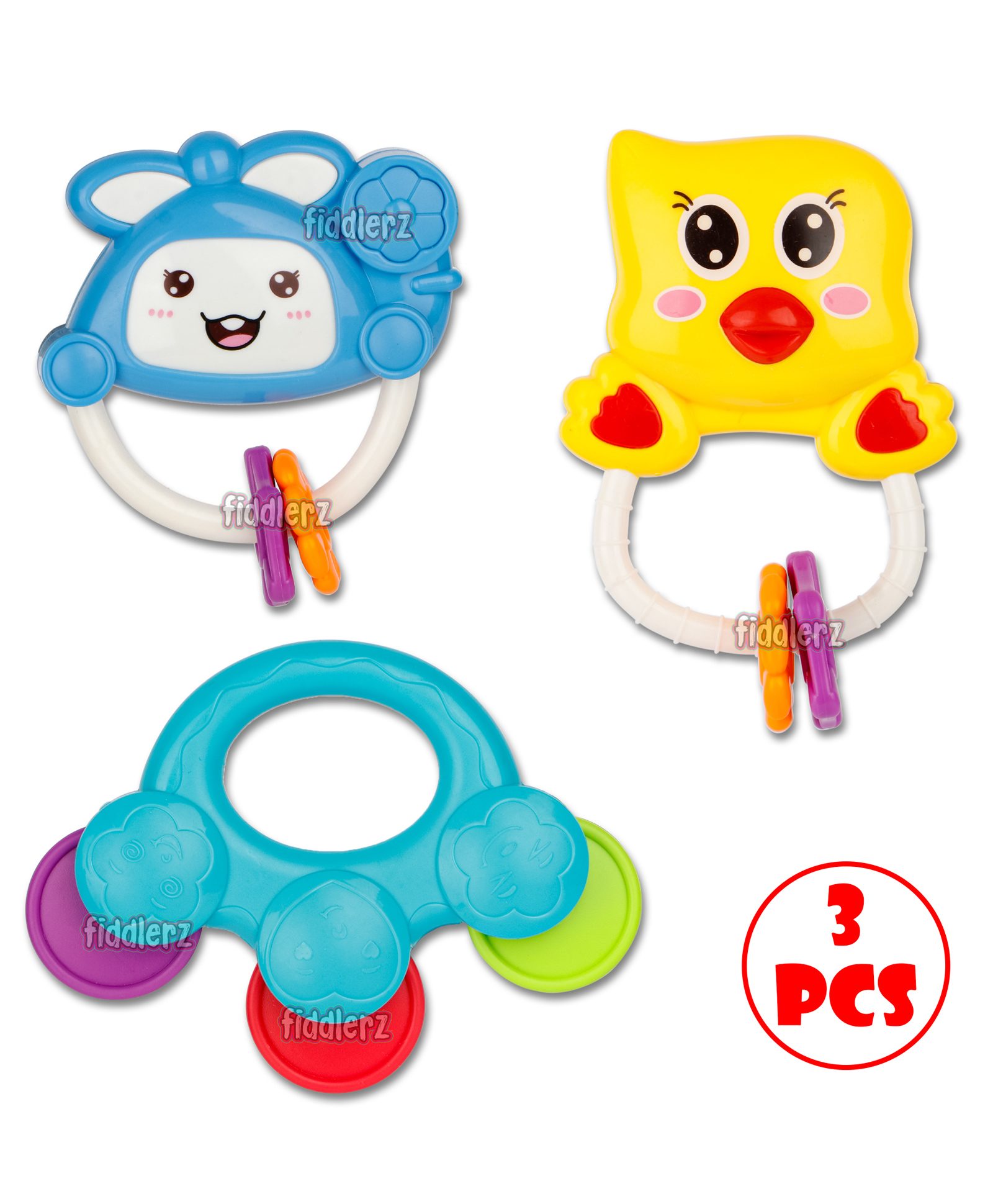 Fiddlerz Rattle Teethers Pack of 3  - Multicolour-image-33