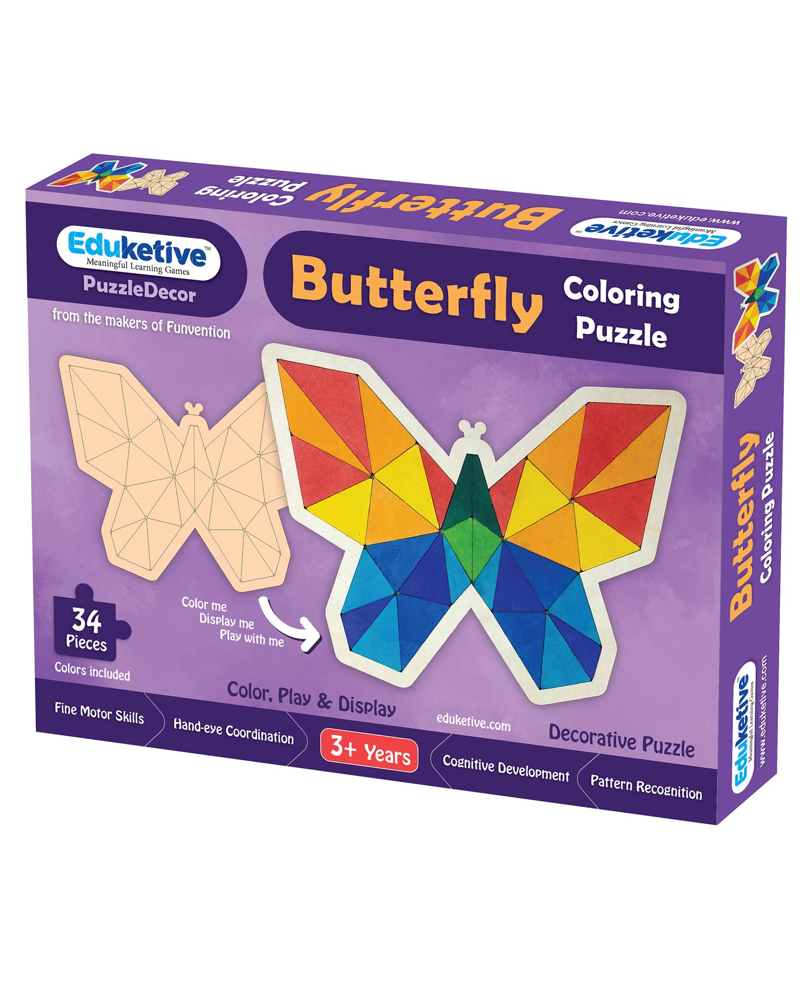 Eduketive Butterfly Decorative Colouring Jigsaw Puzzle Multicolour - 34 Pieces-image-46