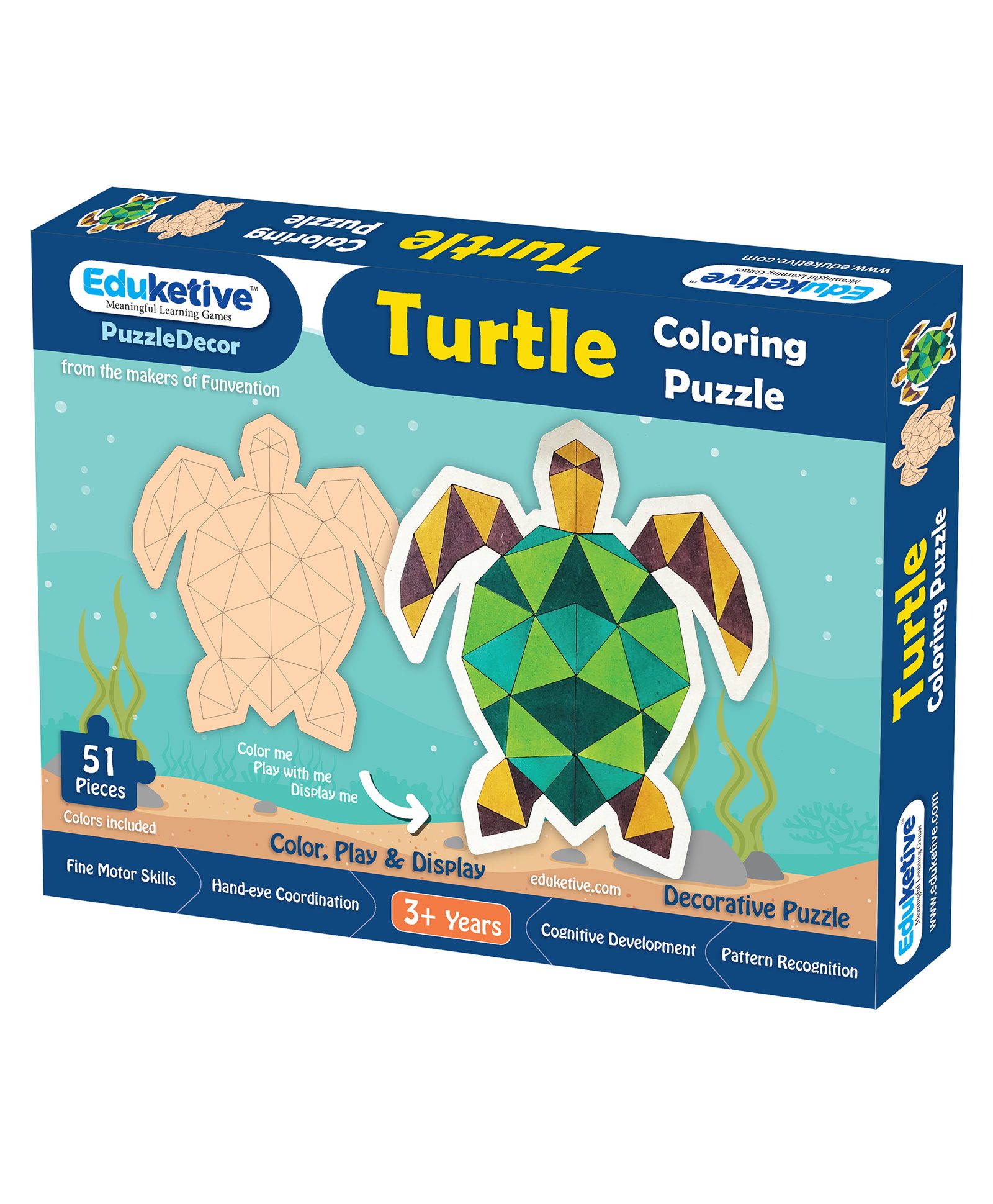 Eduketive Turtle Decorative Colouring Jigsaw Puzzle Multicolour - 51 Pieces-picture-23