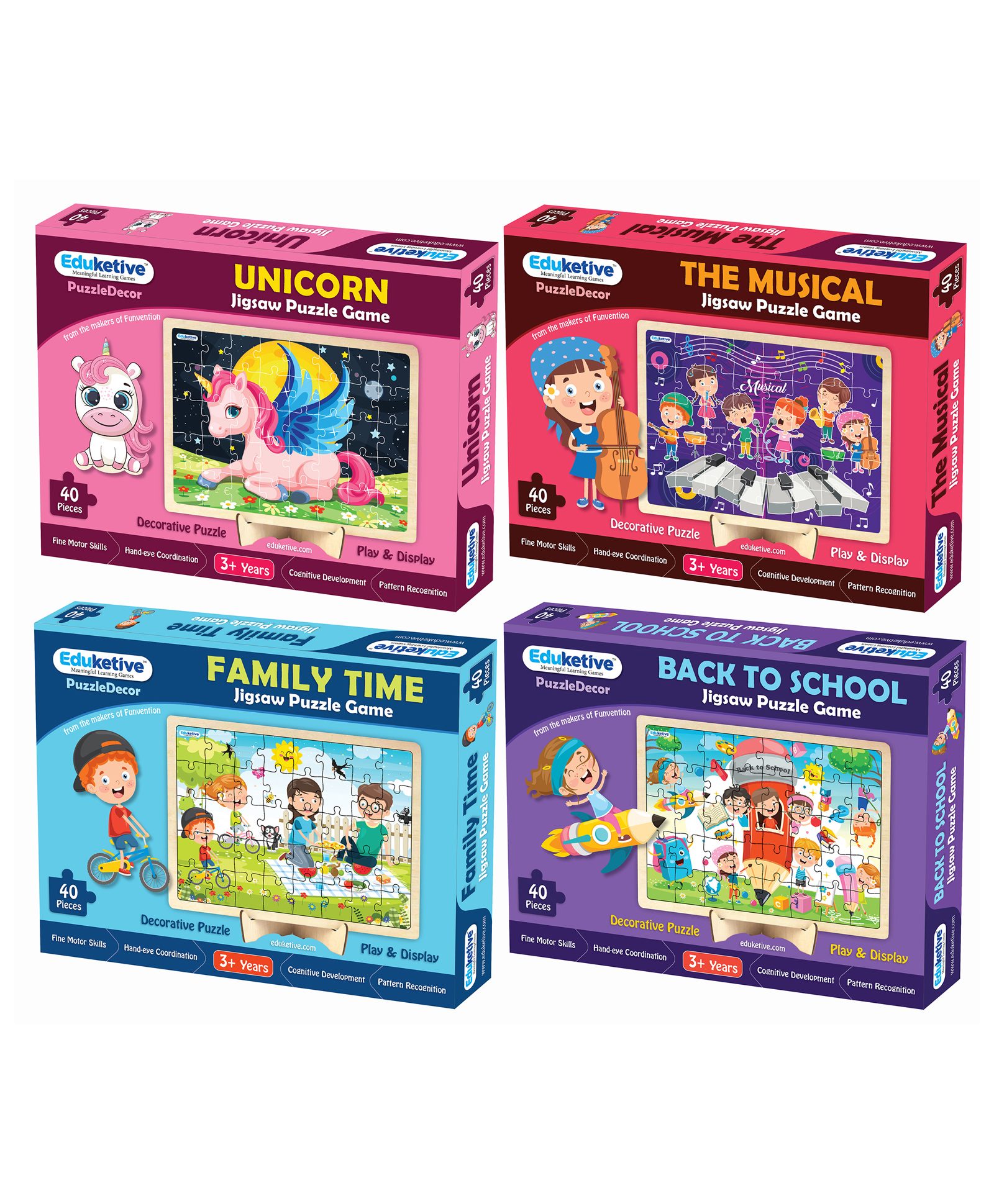 Eduketive Family Time - Back to School- Unicorn & The Musical Decorative  Jigsaw Puzzle  Pack of 4 - 40 Pieces Each-image-36