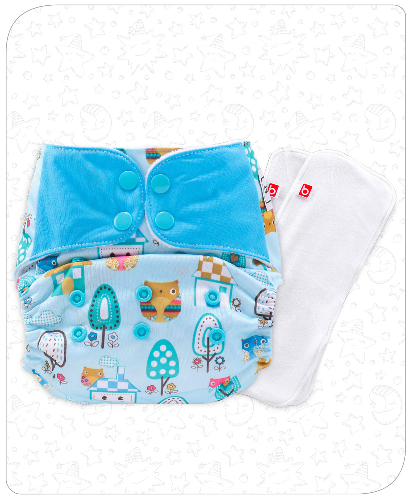 Babyhug Reusable Flap Closure Cloth Diaper With Smart Dry Inserts - Blue-image-46